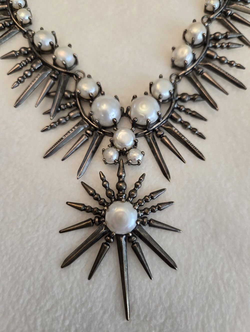 Kendra Scott Gabriella Vintage Silver and Pearl Statement Necklace - Picture 2 of 7